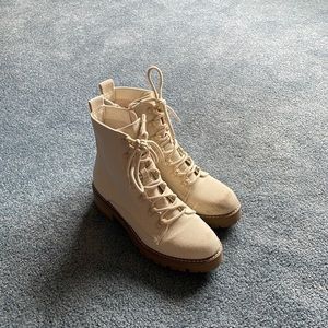 Off white lace up boots